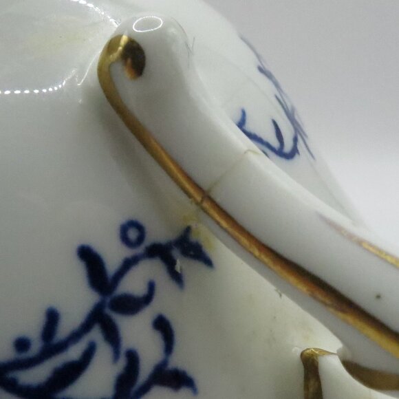 Coalport Cream Soup Bouillon Cup Saucer Set of 2 Blue White Leaves Ivy 5590K - Picture 13 of 15